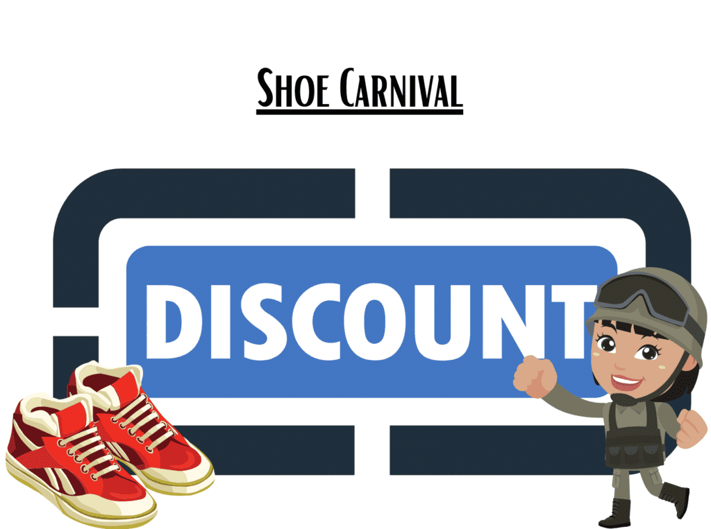 discount sign describing the Shoe Carnival military discount