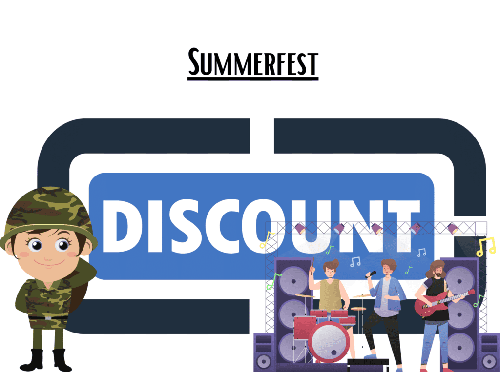 discount sign about the Summerfest military discount