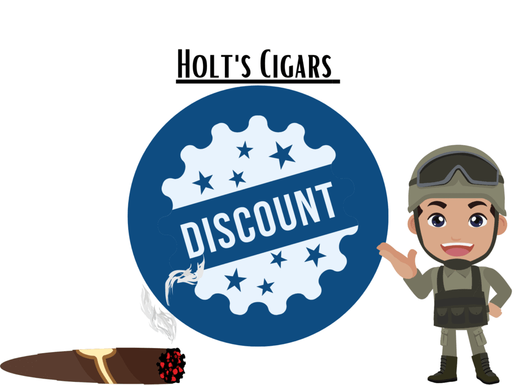 blue circle Holt's Cigars military discount