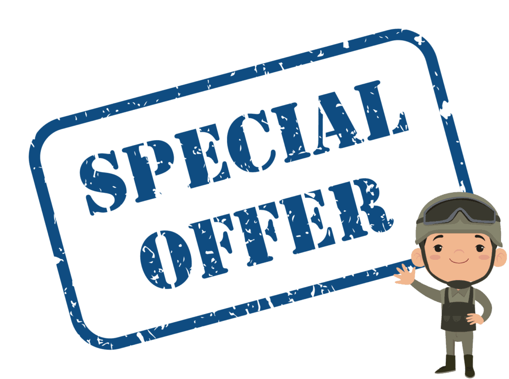 special offer blue sign 3Rivers Archery military discount